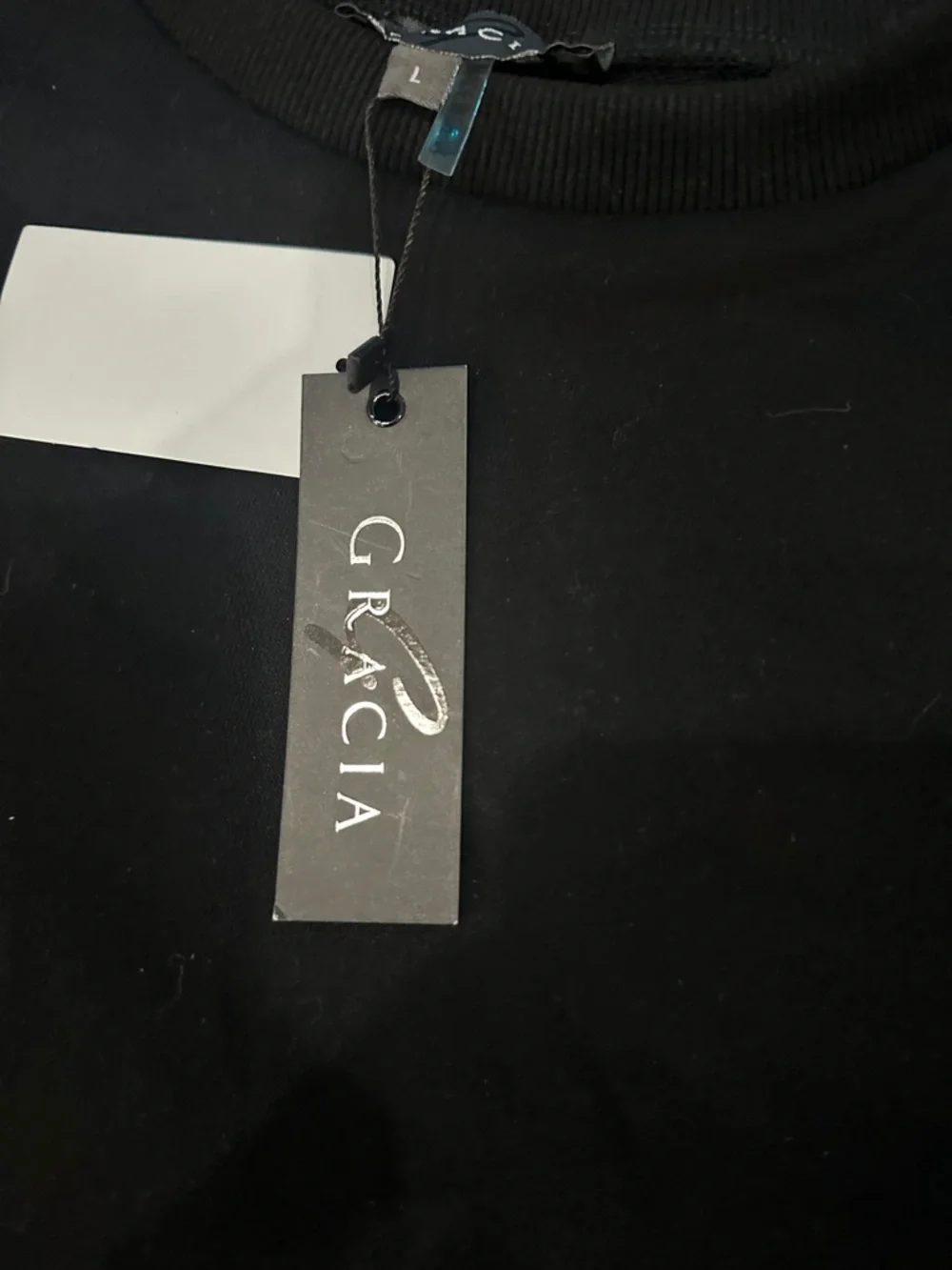 Gracia Black Cropped Crewneck Sweatshirt, Size L NWT - Picture 6 of 9
